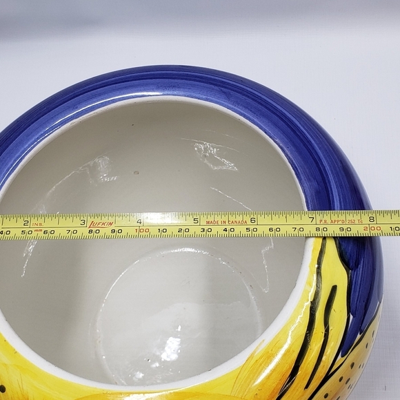 Pier 1 Imports Sun Face Cookie Jar Lid Yellow Blue Hand Painted  Made in Italy - Picture 13 of 16